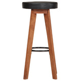 Bar Stools 2 pcs Real Leather and Solid Wood Acacia - Top-Down View