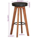 Bar Stools 2 pcs Real Leather and Solid Wood Acacia - Extra Image