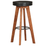 Bar Stools 2 pcs Real Leather and Solid Wood Acacia - Extra Image