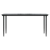 Garden Dining Table Black 160x80x74cm Steel and Tempered Glass - Side View