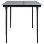 Garden Dining Table Black 160x80x74cm Steel and Tempered Glass