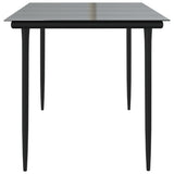 Garden Dining Table Black 160x80x74cm Steel and Tempered Glass - Top-Down View