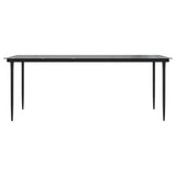 Garden Dining Table Black 200x100x74cm Steel and Tempered Glass - Side View
