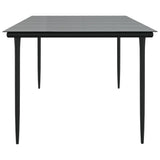 Garden Dining Table Black 200x100x74cm Steel and Tempered Glass - Top-Down View