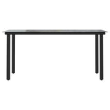 Garden Dining Table Black 160x80x74cm Steel and Tempered Glass - Side View
