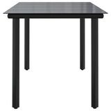Garden Dining Table Black 160x80x74cm Steel and Tempered Glass - Top-Down View