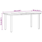 Garden Dining Table Black 160x80x74cm Steel and Tempered Glass - Extra Image