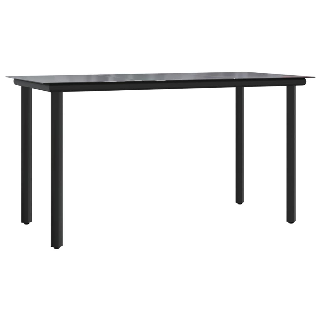 Garden Dining Table Black 200x100x74cm Steel and Tempered Glass