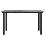 Garden Dining Table Black 200x100x74cm Steel and Tempered Glass - Side View