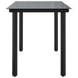 Garden Dining Table Black 200x100x74cm Steel and Tempered Glass - Top-Down View