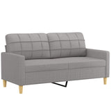 2-Seater Sofa Light Grey 140 cm Fabric - Front View