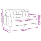 2-Seater Sofa Light Grey 140 cm Fabric - Low Angle