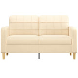 2-Seater Sofa Cream 140 cm Fabric - Side View