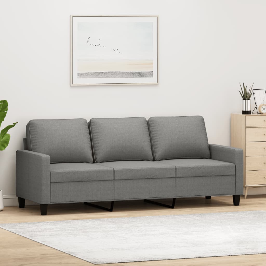 3-Seater Sofa Dark Grey 180 cm Fabric