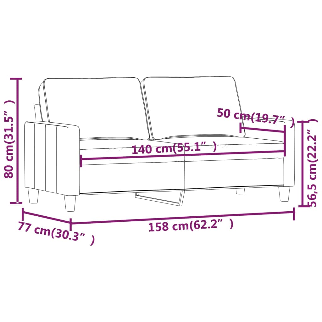 2-Seater Sofa Dark Grey 140 cm Velvet