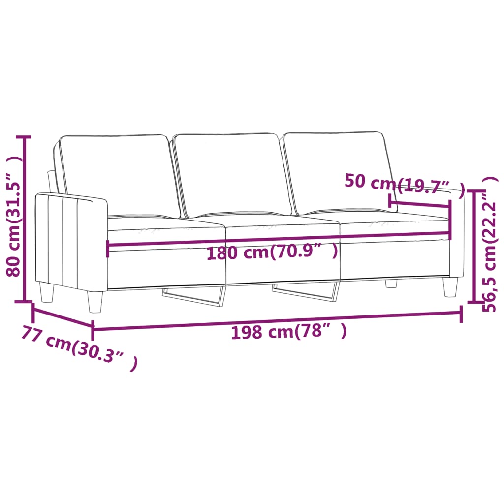 3-Seater Sofa Dark Grey 180 cm Velvet