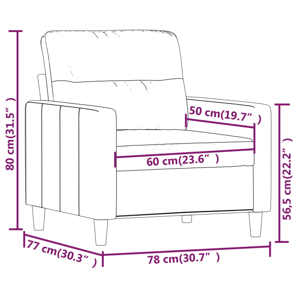 Sofa Chair Cream 60 cm Fabric