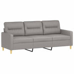 3-Seater Sofa Light Grey 180 cm Fabric