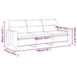 3-Seater Sofa Light Grey 180 cm Fabric - Low Angle