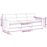 3-Seater Sofa Light Grey 210 cm Fabric
