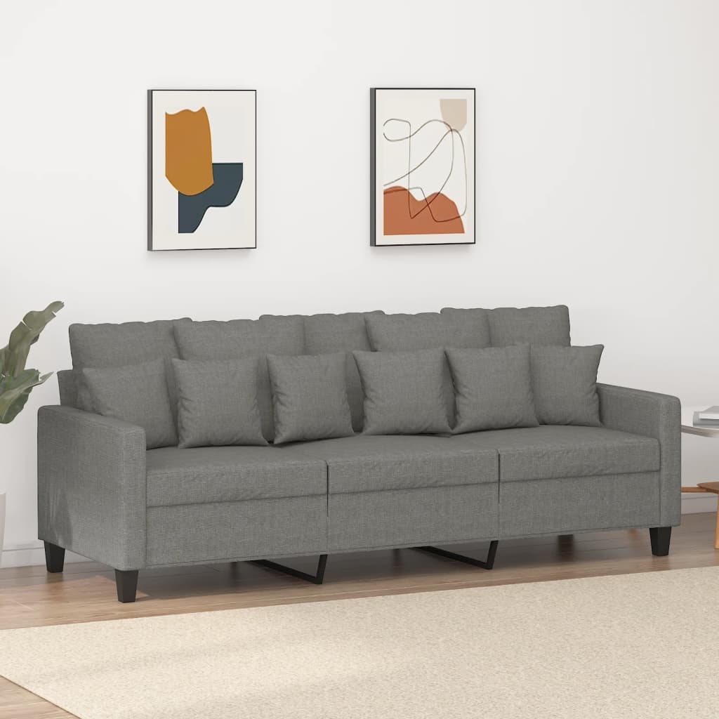 3-Seater Sofa Dark Grey 180 cm Fabric