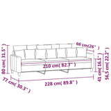 3-Seater Sofa Light Grey 210 cm Fabric - Low Angle