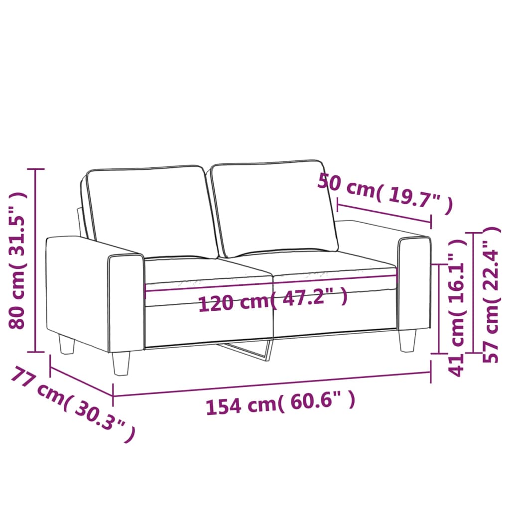 2-Seater Sofa Dark Grey 120 cm Microfibre Fabric