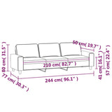 3-Seater Sofa Dark Grey 210 cm Microfibre Fabric