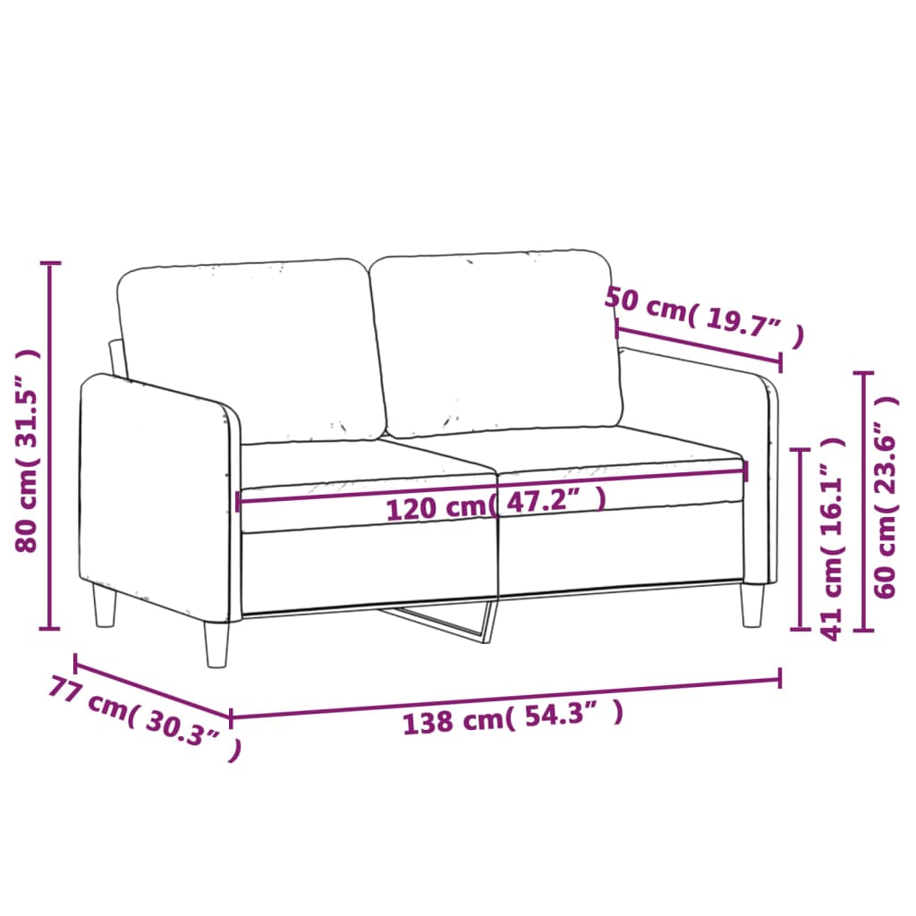2-Seater Sofa Light Grey 120 cm Fabric