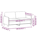 2-Seater Sofa Dark Grey 140 cm Fabric - Low Angle