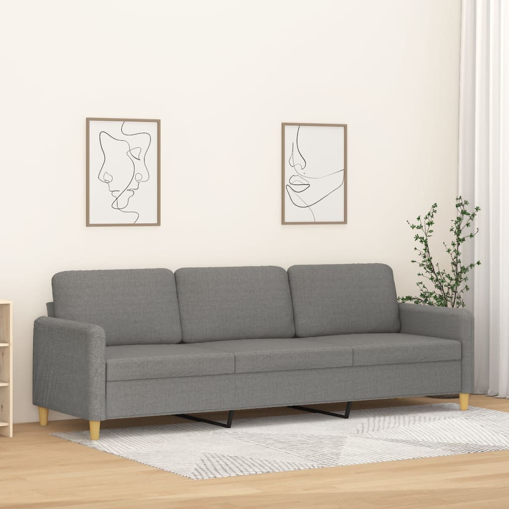 3-Seater Sofa Dark Grey 210 cm Fabric