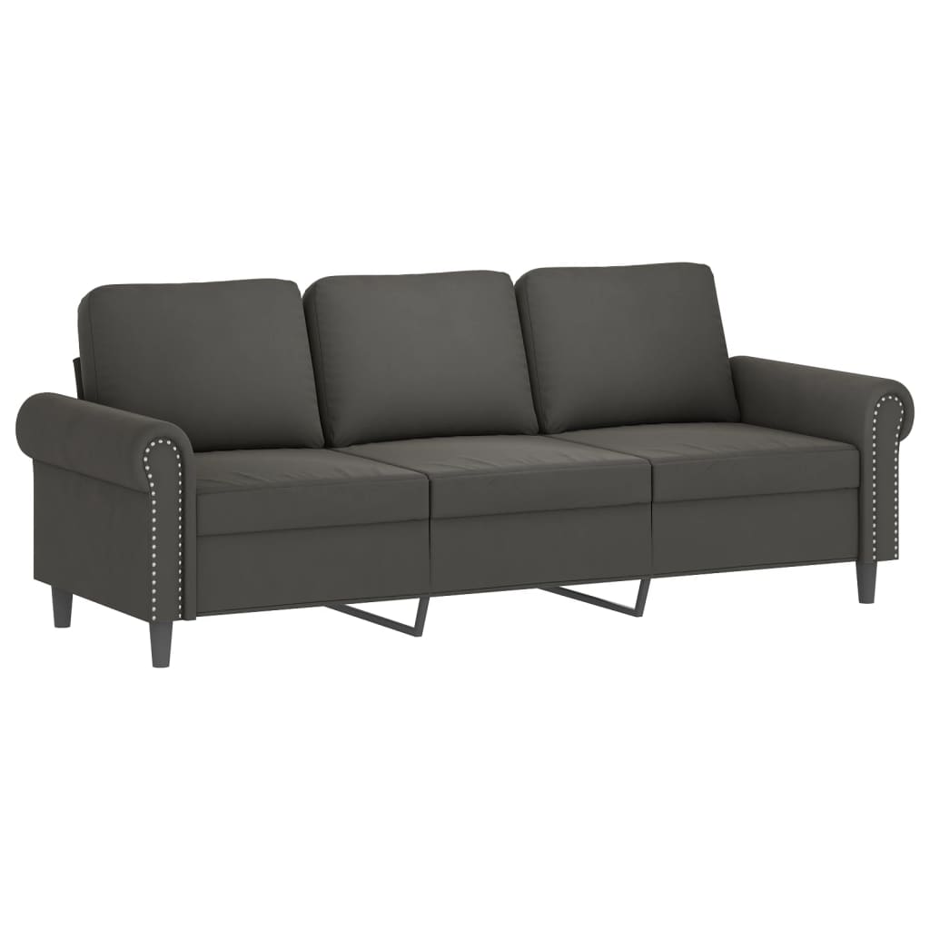 3-Seater Sofa Dark Grey 180 cm Velvet
