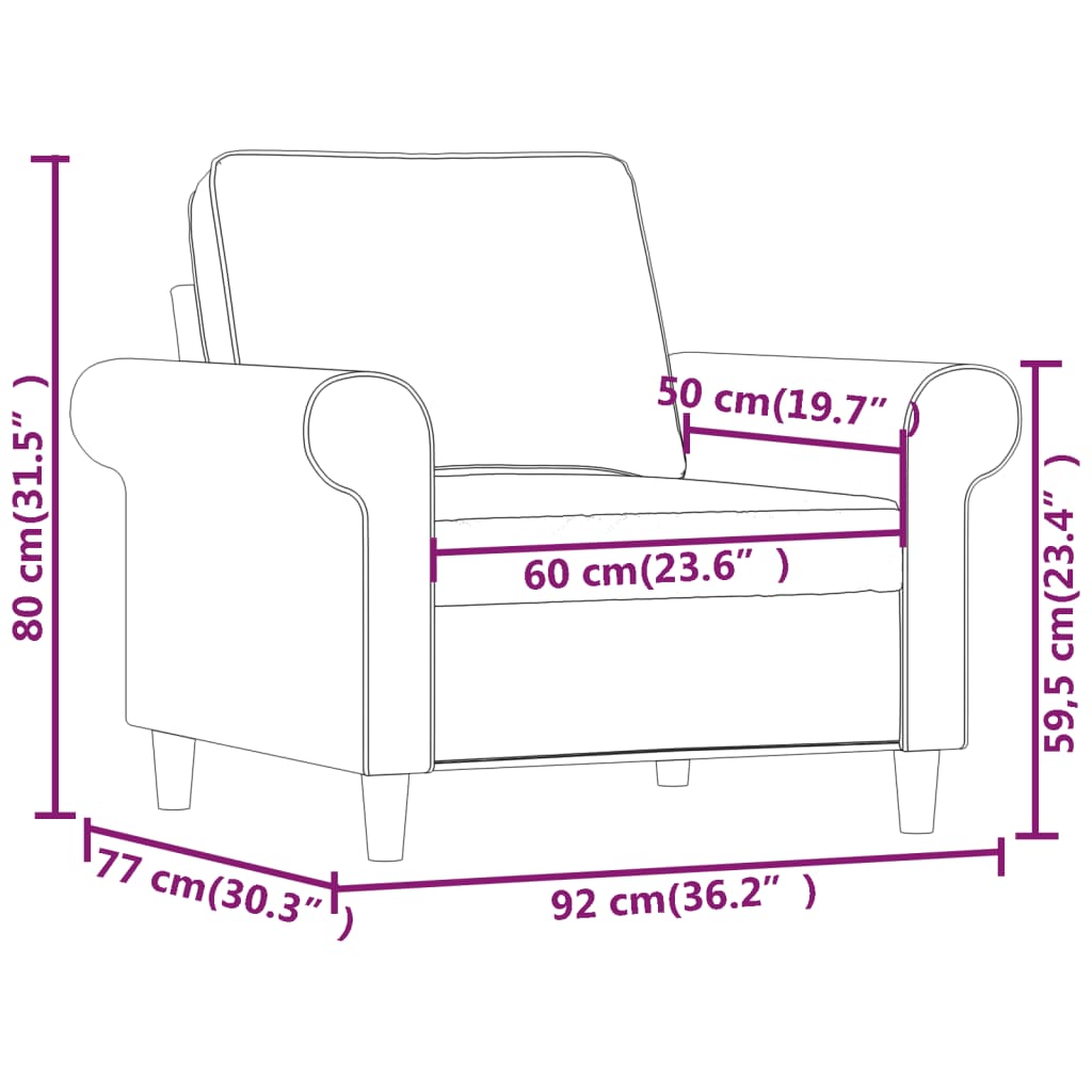 Sofa Chair Cream 60 cm Fabric