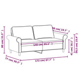 2-Seater Sofa Dark Grey 140 cm Fabric - Low Angle
