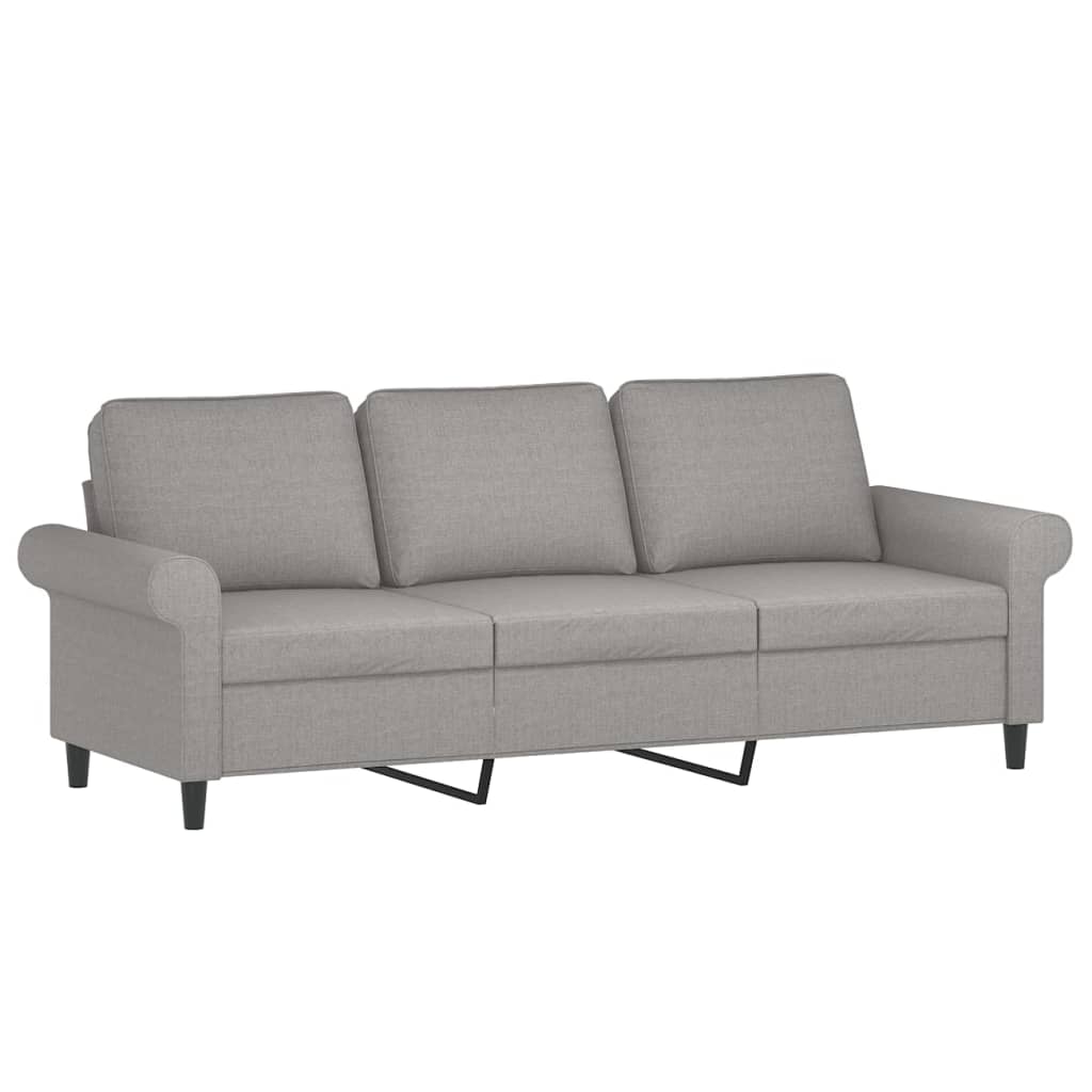 3-Seater Sofa Light Grey 180 cm Fabric
