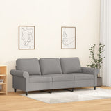 3-Seater Sofa Light Grey 180 cm Fabric
