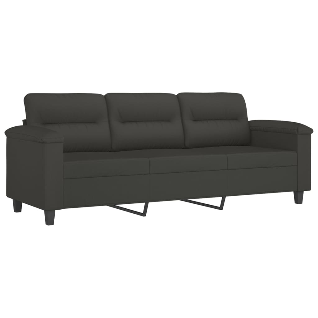 3-Seater Sofa Dark Grey 180 cm Microfibre Fabric