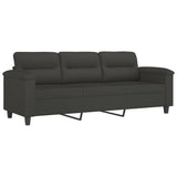 3-Seater Sofa Dark Grey 180 cm Microfibre Fabric - Front View