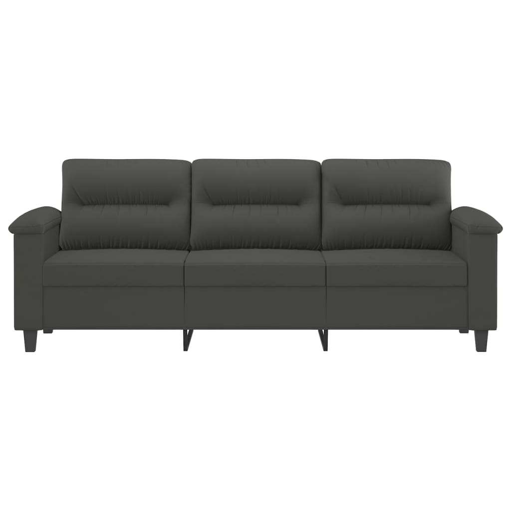 3-Seater Sofa Dark Grey 180 cm Microfibre Fabric