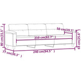 3-Seater Sofa Dark Grey 210 cm Microfibre Fabric - Low Angle