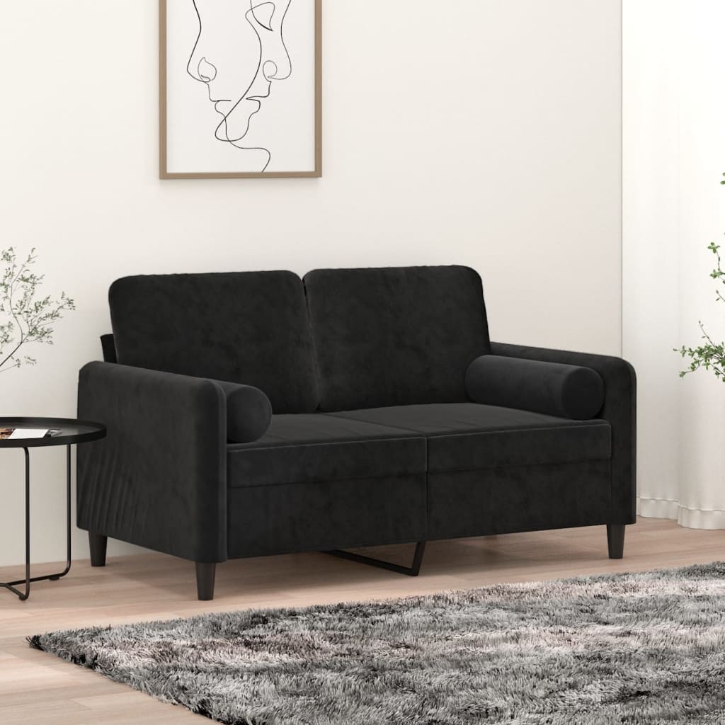 Throw Pillows 2 pcs Black Diameter 15x50 cm Velvet