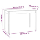 Dining Table White 110x55x75 cm Solid Wood Pine - Low Angle