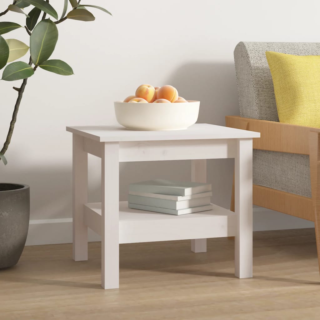Coffee Table White 45x45x40 cm Solid Wood Pine