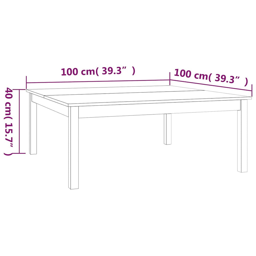 Coffee Table 100x100x40 cm Solid Wood Pine