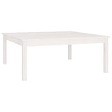 Coffee Table White 100x100x40 cm Solid Wood Pine - Front View