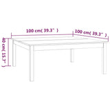 Coffee Table White 100x100x40 cm Solid Wood Pine