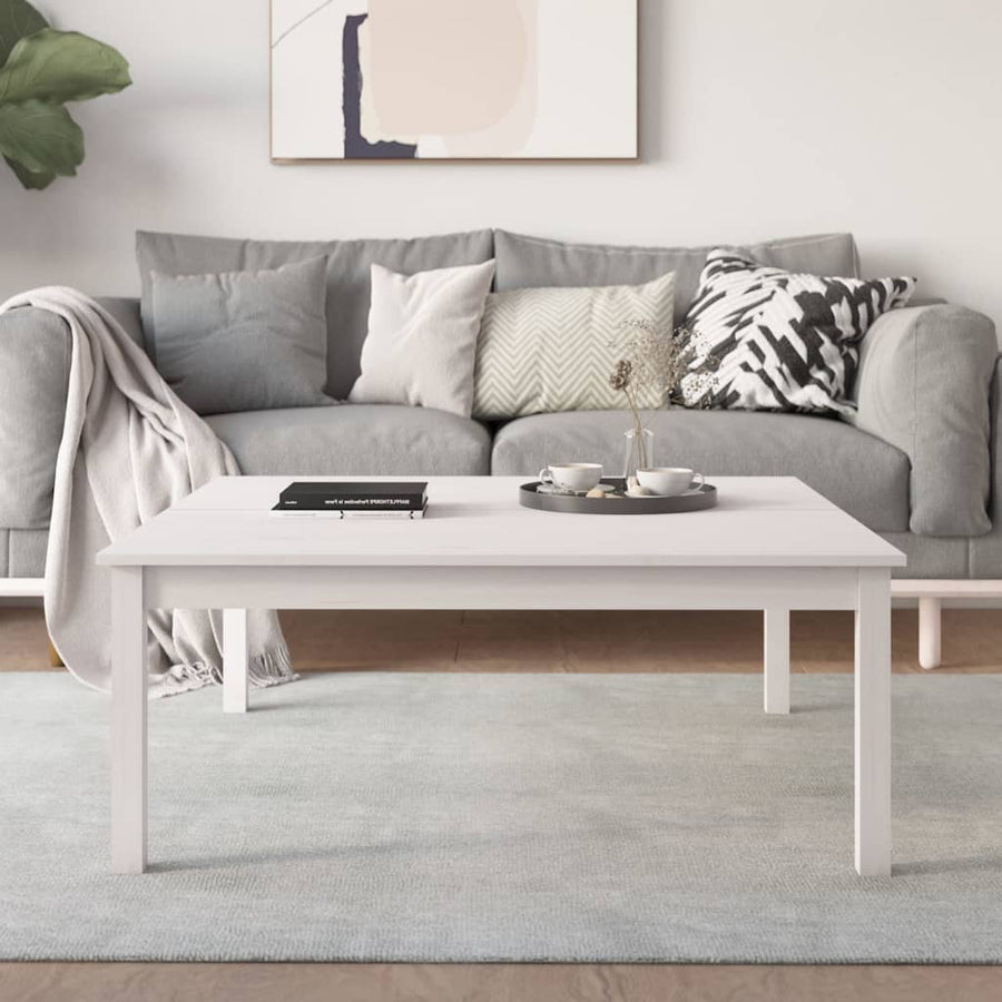 Coffee Table White 100x100x40 cm Solid Wood Pine