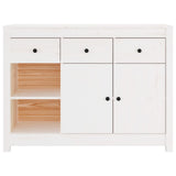 Sideboard White 100x35x74 cm Solid Wood Pine - Rear View