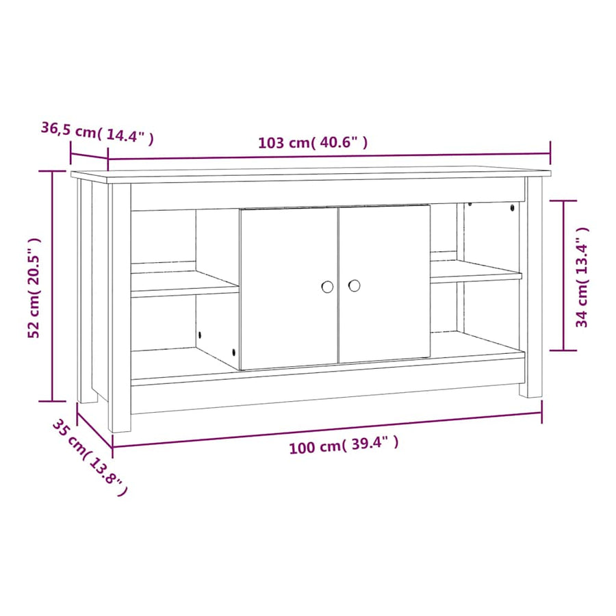 TV Cabinet 103x36.5x52 cm Solid Wood Pine