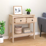 Console Table 75x35x75 cm Solid Wood Pine - Side View